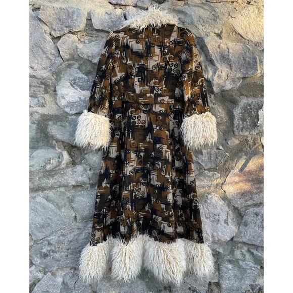 ILGWU Union Made | Rare Vintage 60s 70s Tapestry Penny Lane Duster Fur Coat - Picture 4 of 15